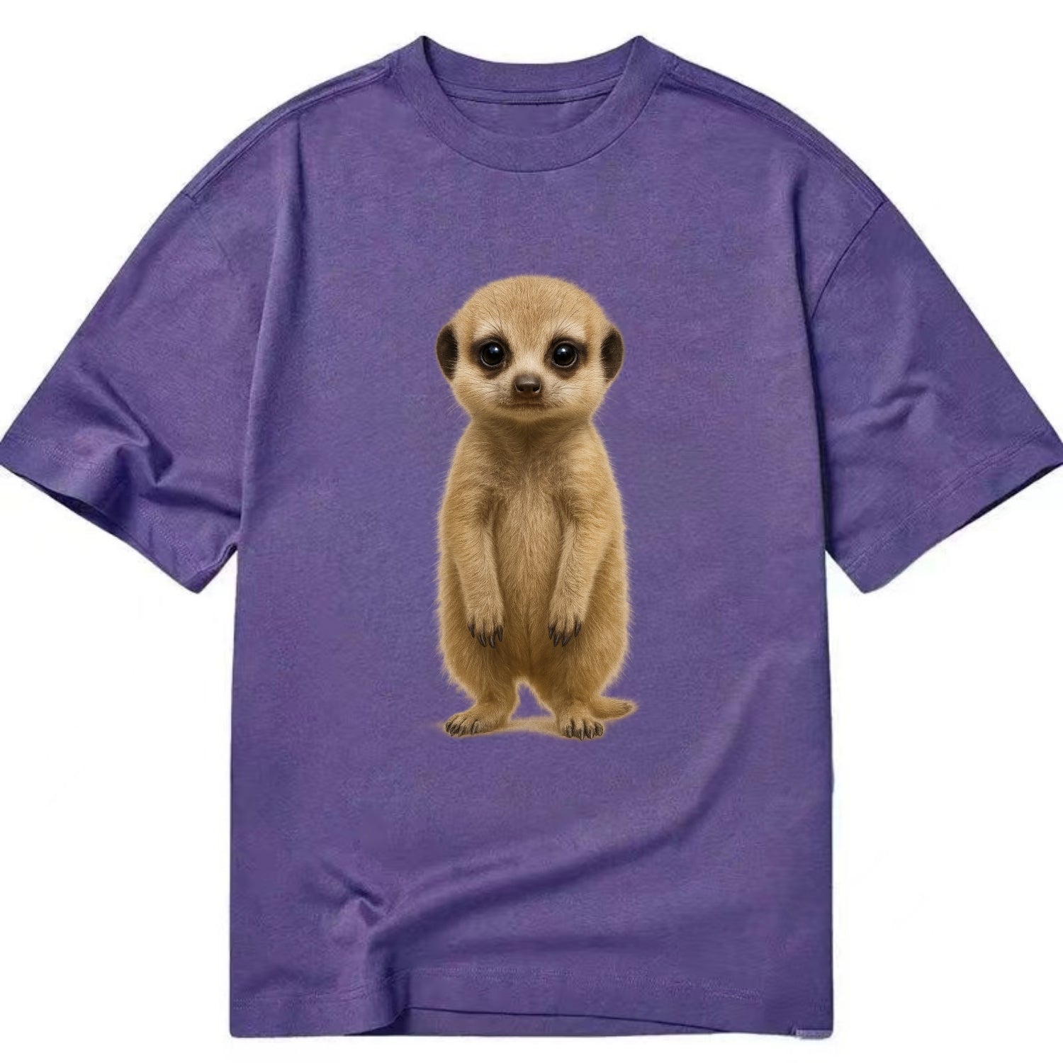 Baby Meerkat - tan fur, dark eye patches, alert stance, bright eyes, - Classic T-shirt - Purple