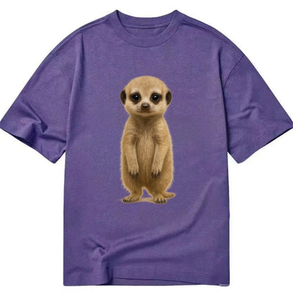 Baby Meerkat - tan fur, dark eye patches, alert stance, bright eyes, - Classic T-shirt - Purple