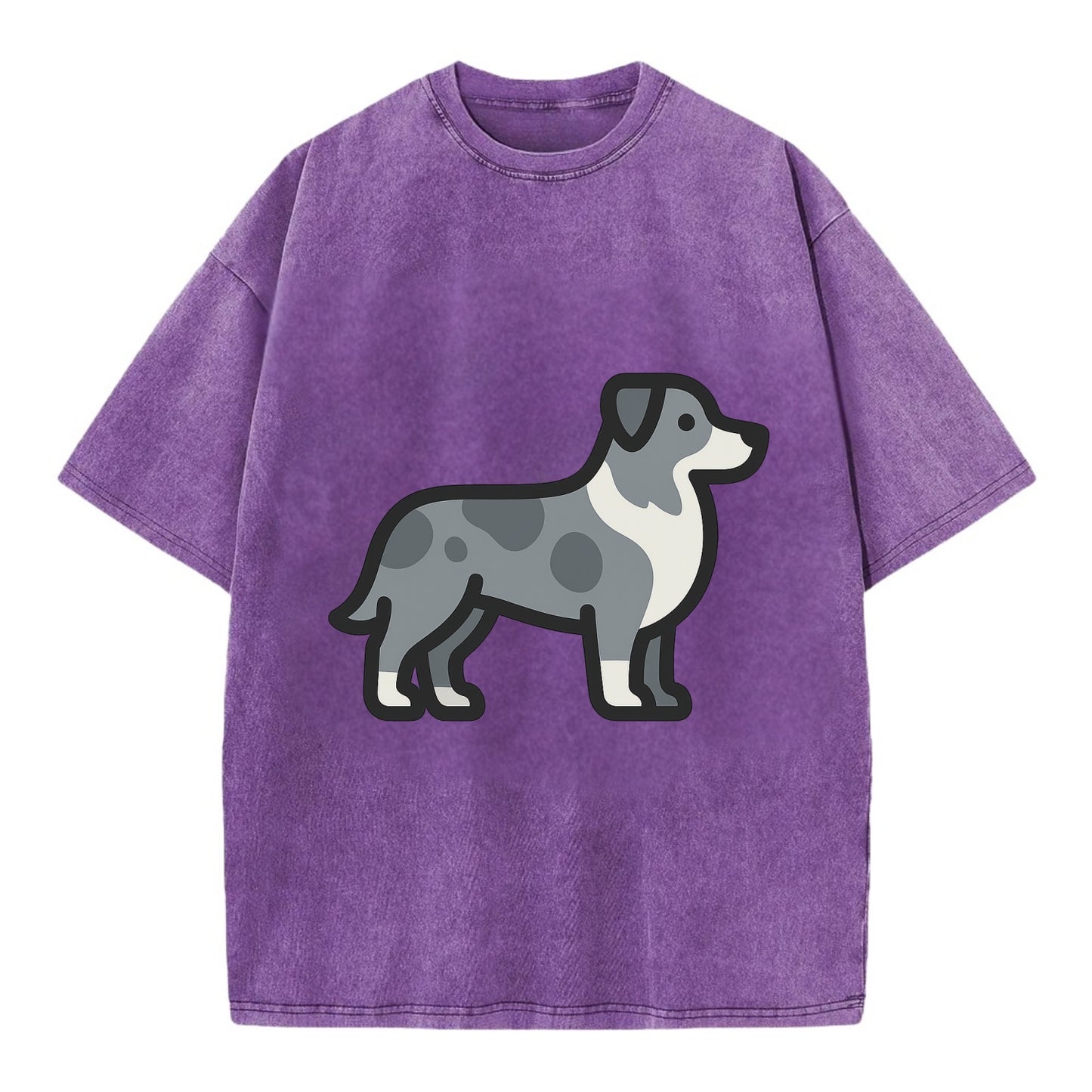 Australian Shepherd - Blue merle flat side profile - Vintage T-shirt - Purple
