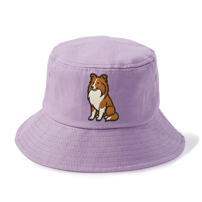 Shetland Sheepdog - Sable and white embr Bucket Hat - Purple
