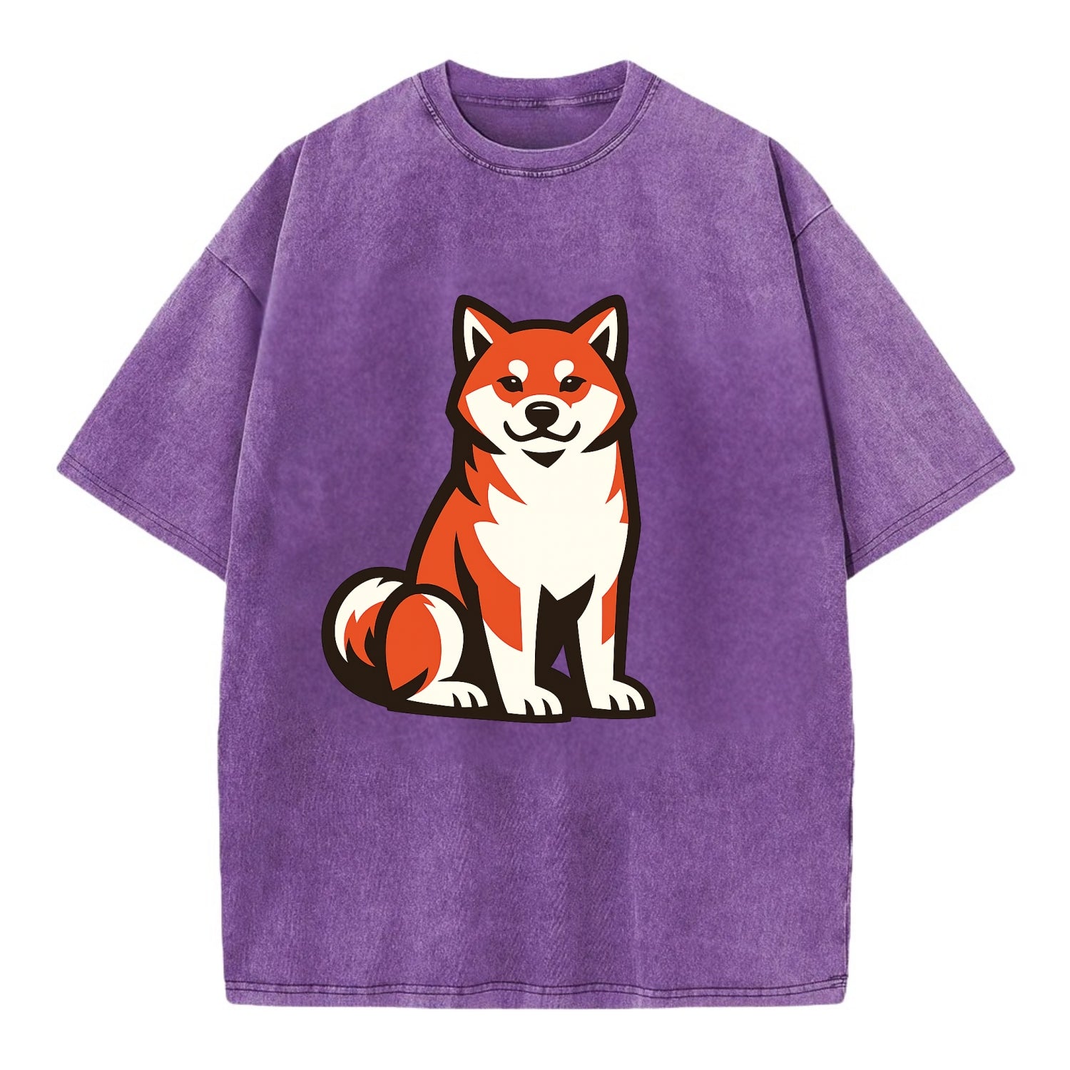 Sitting Shiba Inu Emblem - Vintage T-shirt - Purple