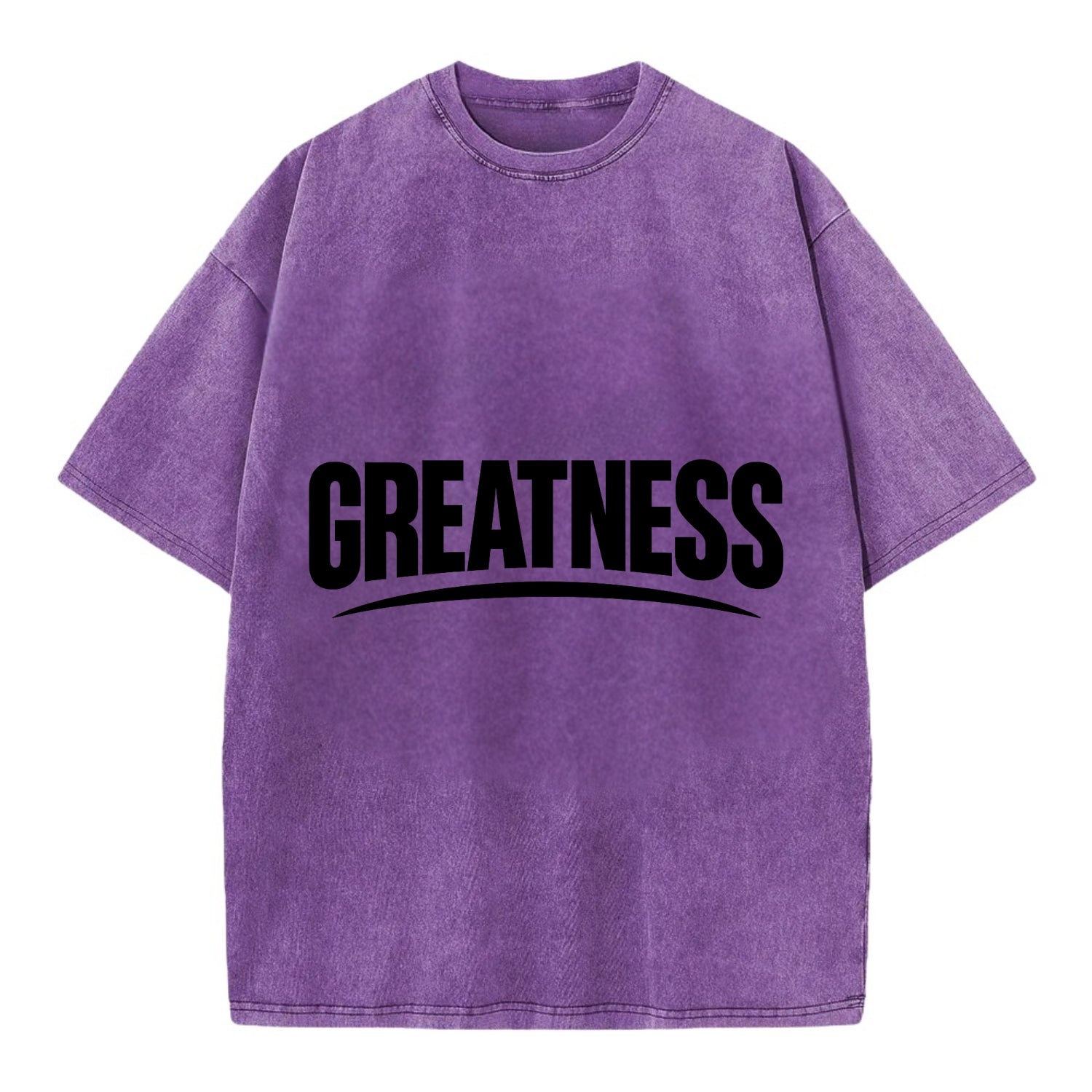 Bold typography design - "GREATNESS" - achieving excellence, reaching potential - Vintage T-shirt - Purple