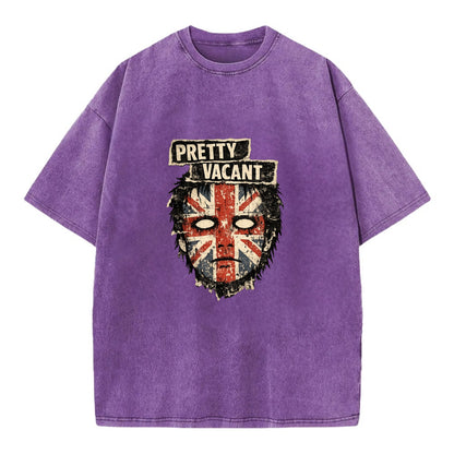 PRETTY VACANT | Blank stare Union Jack face | Empty expression | Punk nihilism | - Vintage T-shirt - Purple