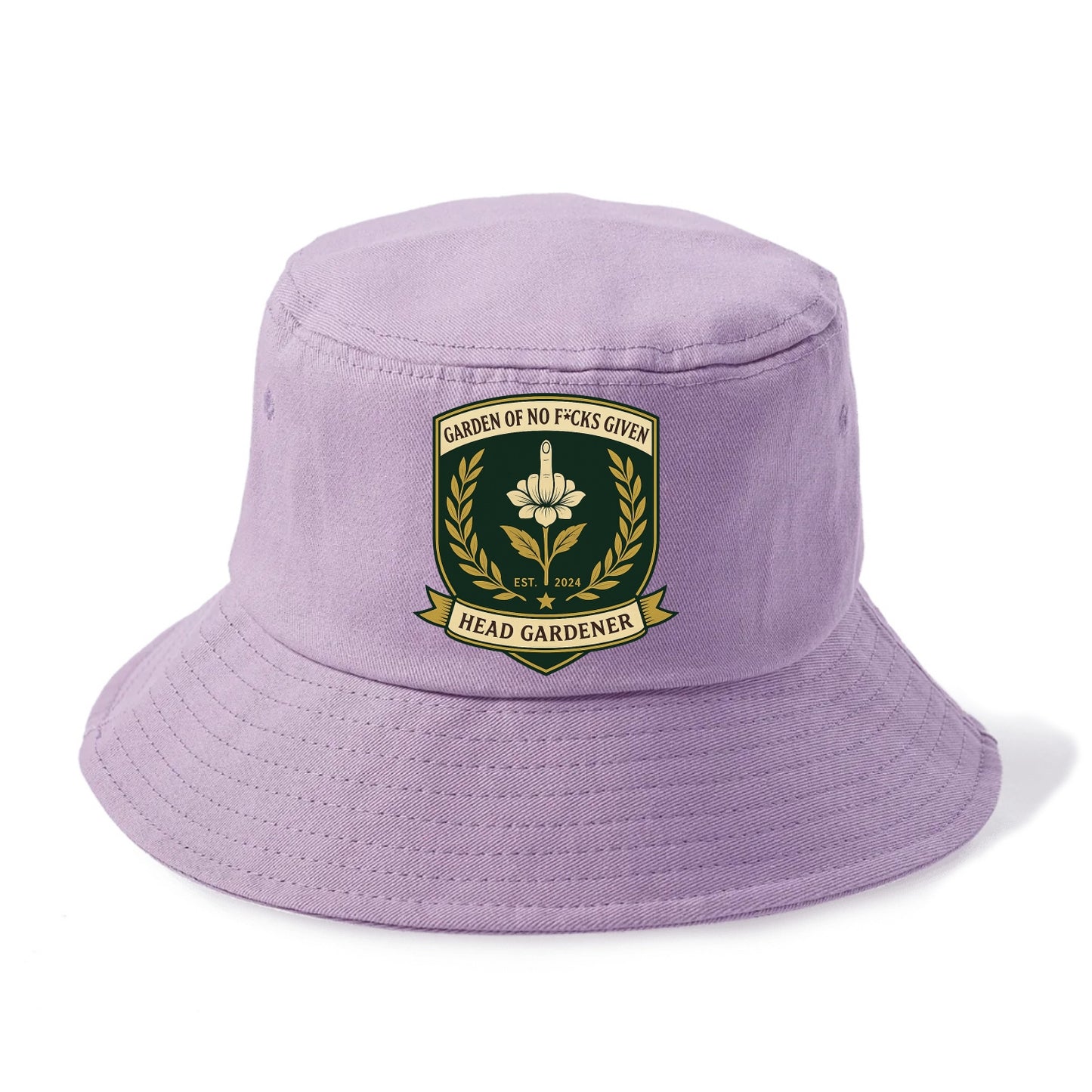 Shield with middle finger flower - "Garden of No F*cks Given - Head Gardener" - classy - Bucket Hat - Purple