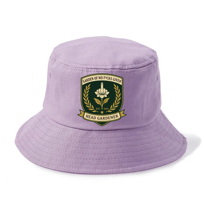 Shield with middle finger flower - "Garden of No F*cks Given - Head Gardener" - classy - Bucket Hat - Purple