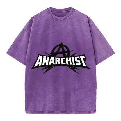 Bold typography design - "ANARCHIST" - no masters, self-governed - Vintage T-shirt - Purple
