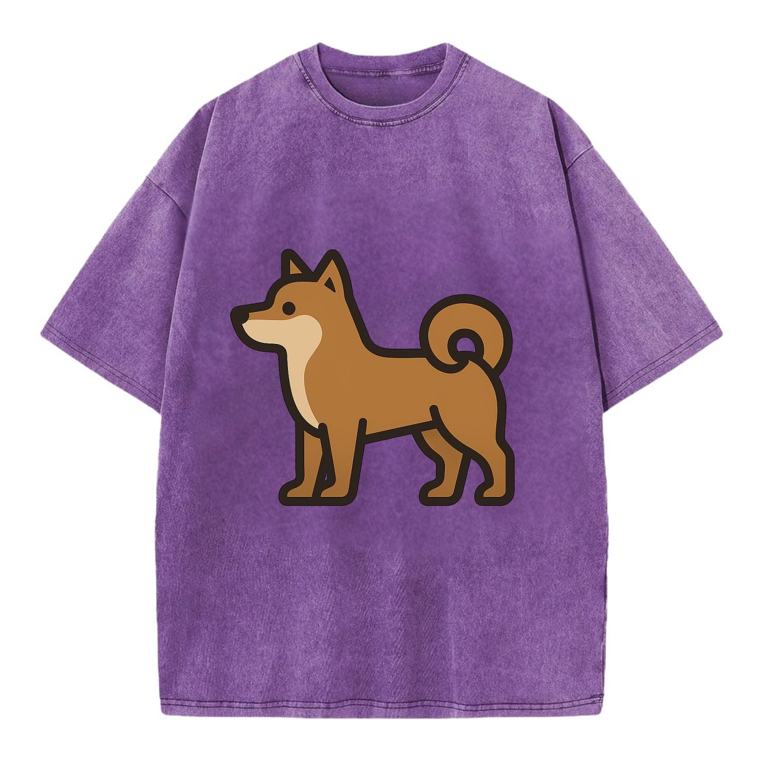 Shiba Inu - Red sesame flat side profile - Vintage T-shirt - Purple