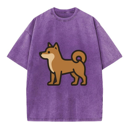 Shiba Inu - Red sesame flat side profile - Vintage T-shirt - Purple