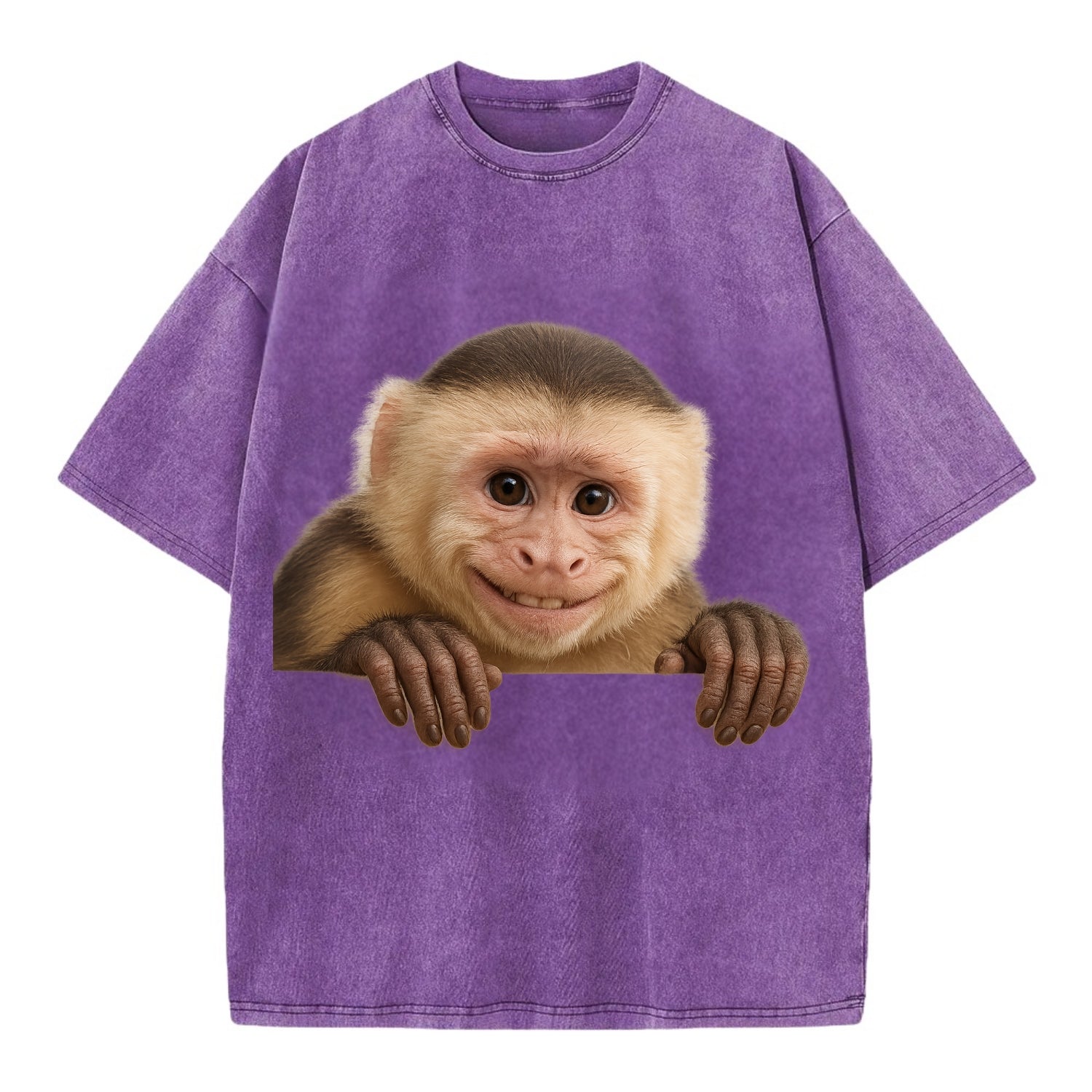 Capuchin Monkey  - Vintage T-shirt - Purple