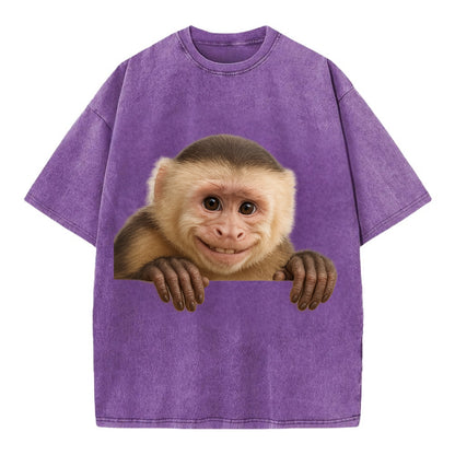 Capuchin Monkey  - Vintage T-shirt - Purple