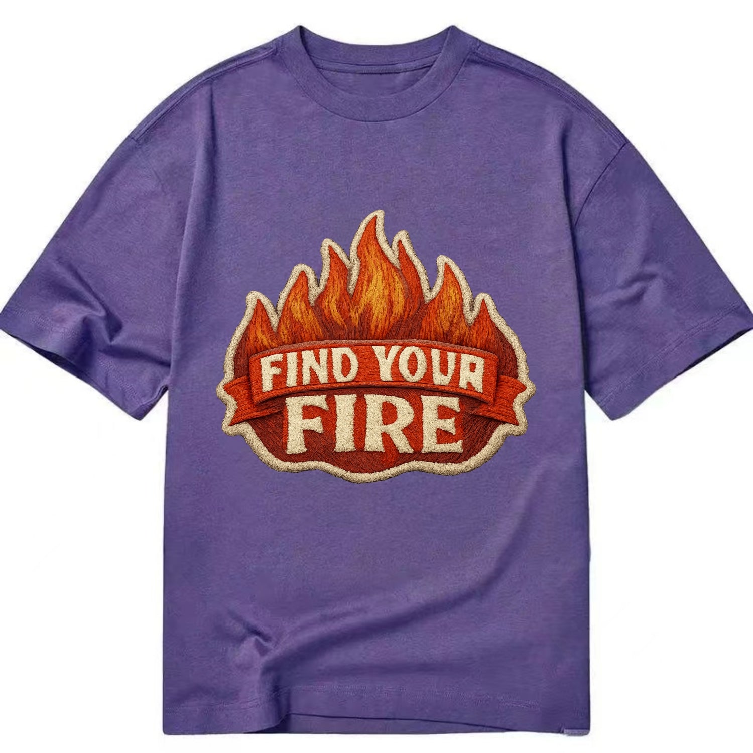 FIND YOUR FIRE - flames with text in orange , passion - Classic T-shirt - Purple