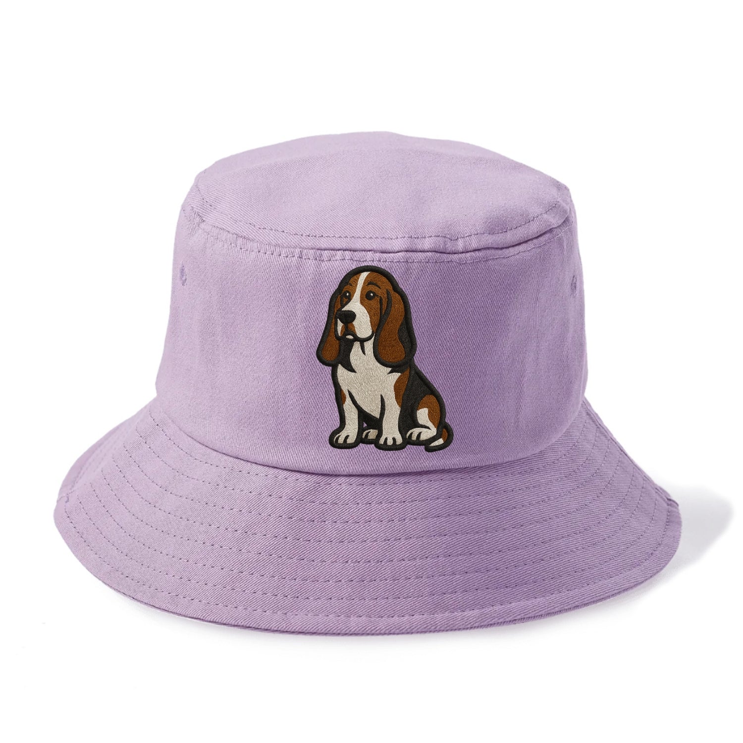 Basset Hound - Tri-color embroidered sit Bucket Hat - Purple