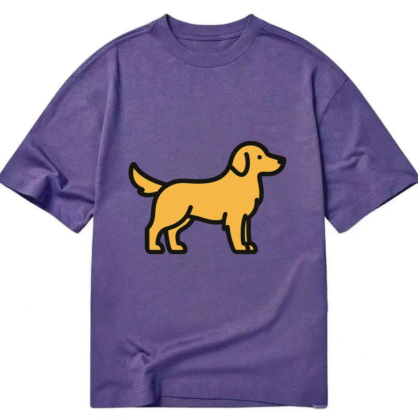 Golden Retriever - Golden colored flat side profile - Classic T-shirt - Purple