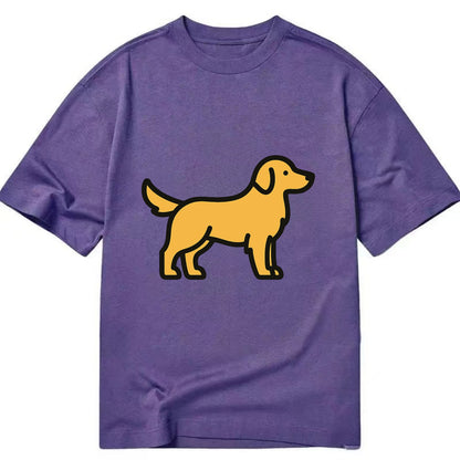 Golden Retriever - Golden colored flat side profile - Classic T-shirt - Purple