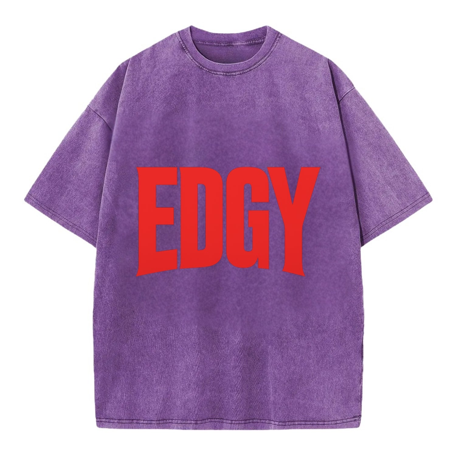 Bold typography design - "EDGY" - pushing boundaries, unconventional - Vintage T-shirt - Purple