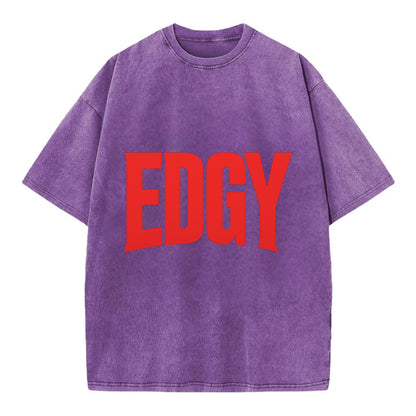 Bold typography design - "EDGY" - pushing boundaries, unconventional - Vintage T-shirt - Purple