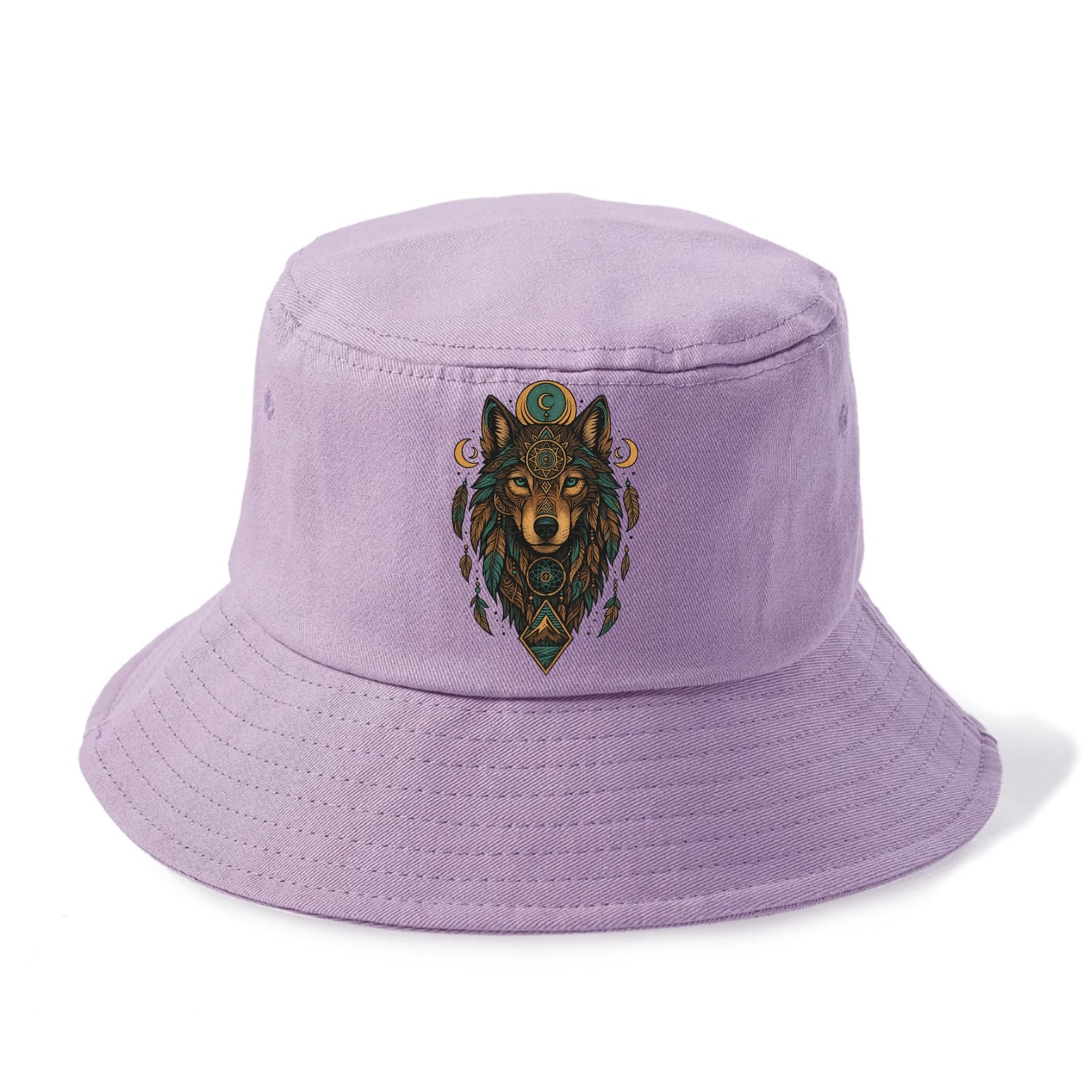Retro 80s Wolf  - Bucket Hat - Purple