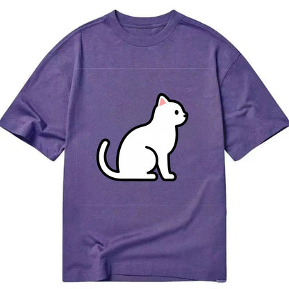 Domestic Shorthair - White classic flat side profile - Classic T-shirt - Purple