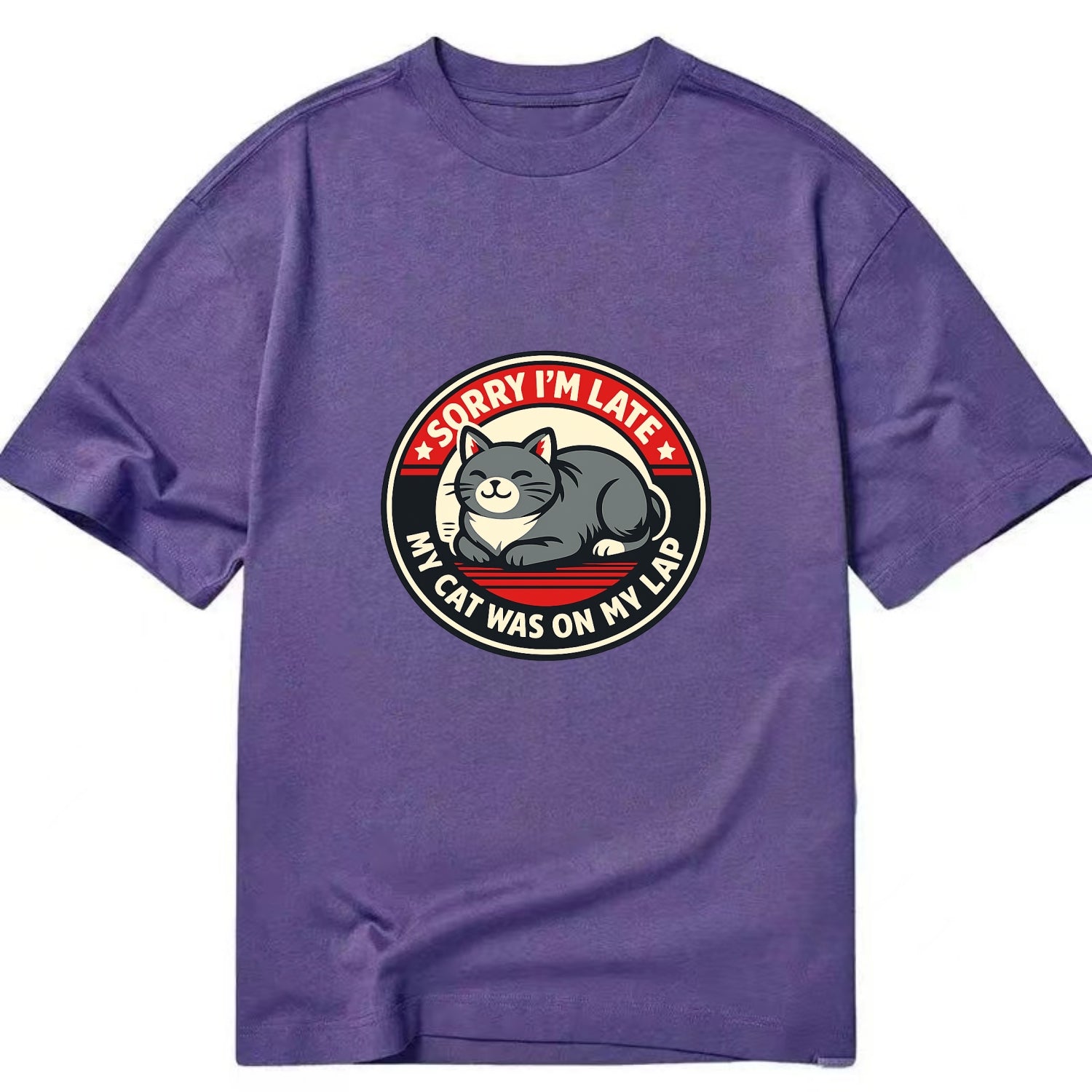 Charming Cat Loaf Excuse Emblem - Classic T-shirt - Purple