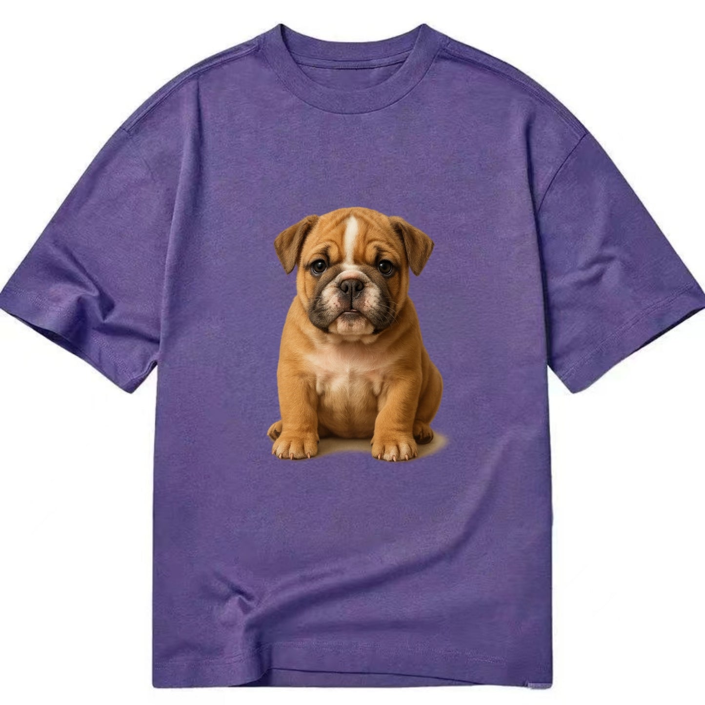 Baby Bulldog Puppy - wrinkly face, underbite, stocky body, gentle eyes, - Classic T-shirt - Purple