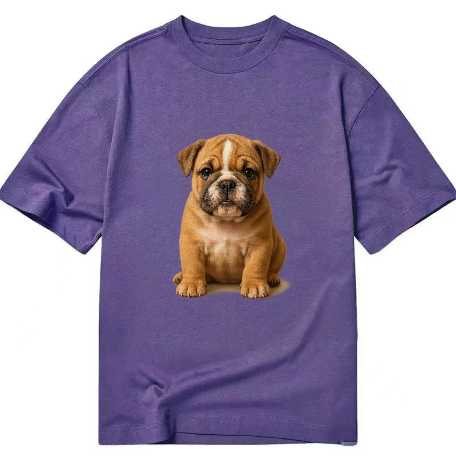 Baby Bulldog Puppy - wrinkly face, underbite, stocky body, gentle eyes, - Classic T-shirt - Purple