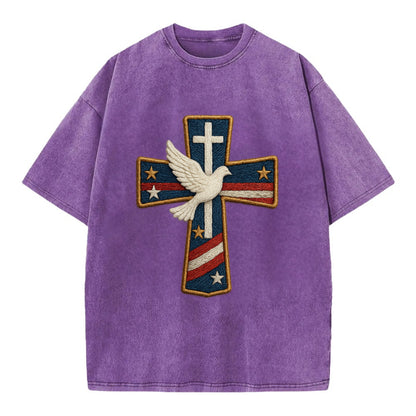 Dove and Cross  - Vintage T-shirt - Purple