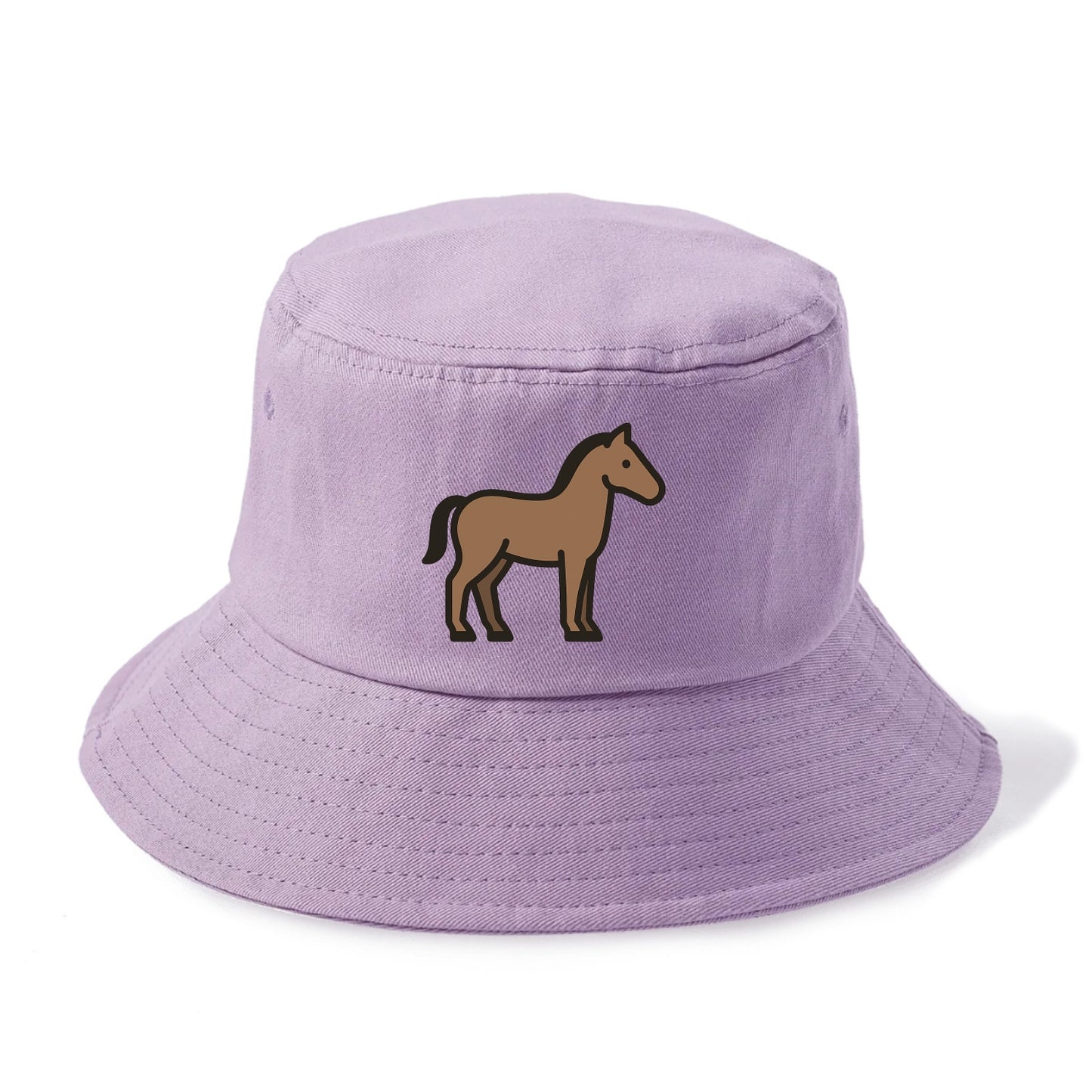 Horse - Brown standing pose flat side profile - Bucket Hat - Purple