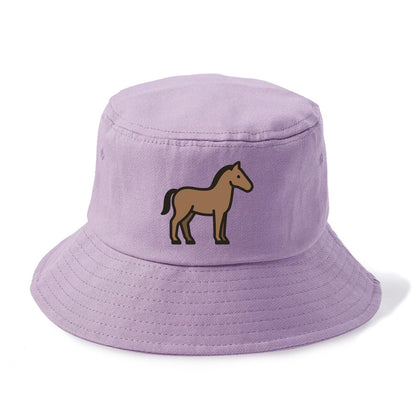 Horse - Brown standing pose flat side profile - Bucket Hat - Purple