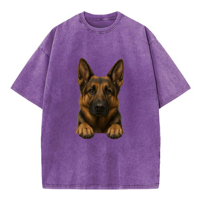 German Shepherd  - Vintage T-shirt - Purple