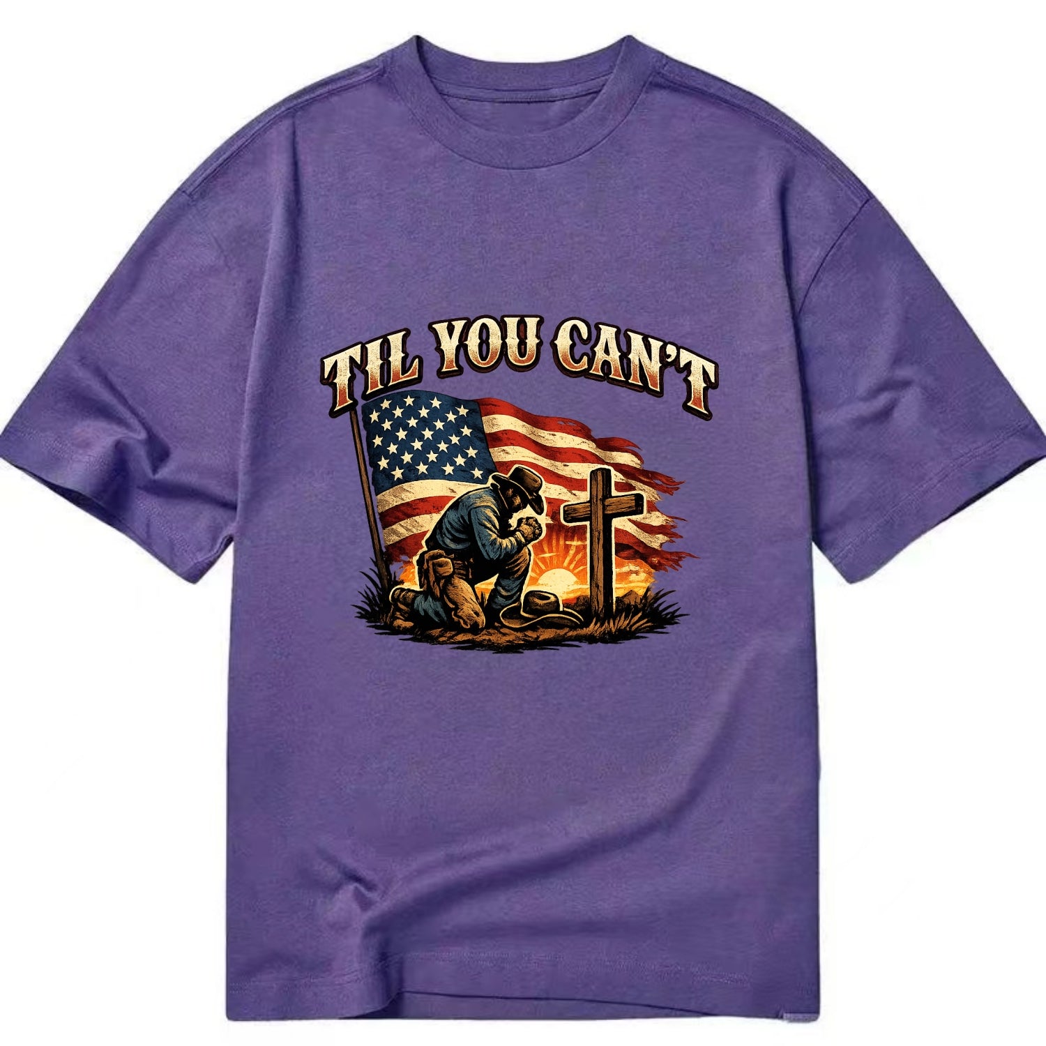 Til You Cant - Praying Cowboy - Classic T-shirt - Purple