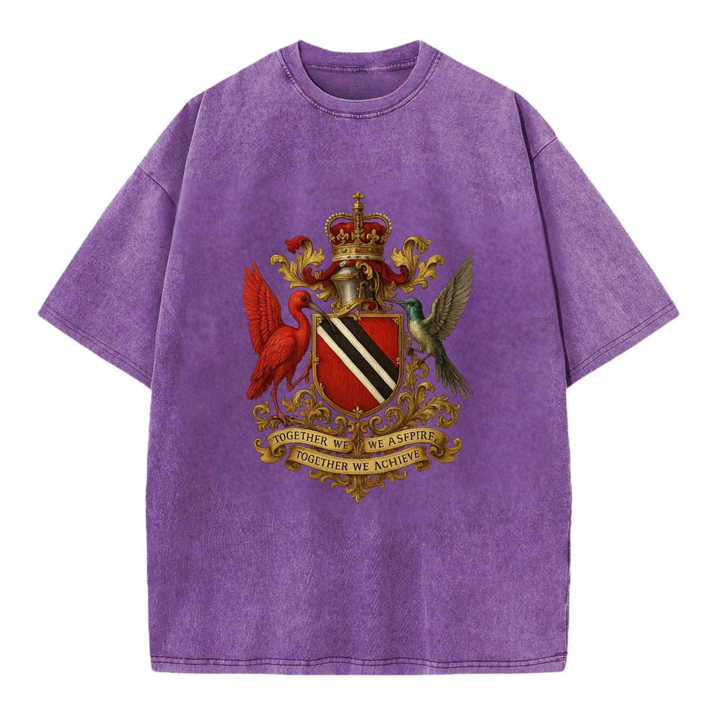 Trinidad Scarlet Ibis Emblem  - Vintage T-shirt - Purple