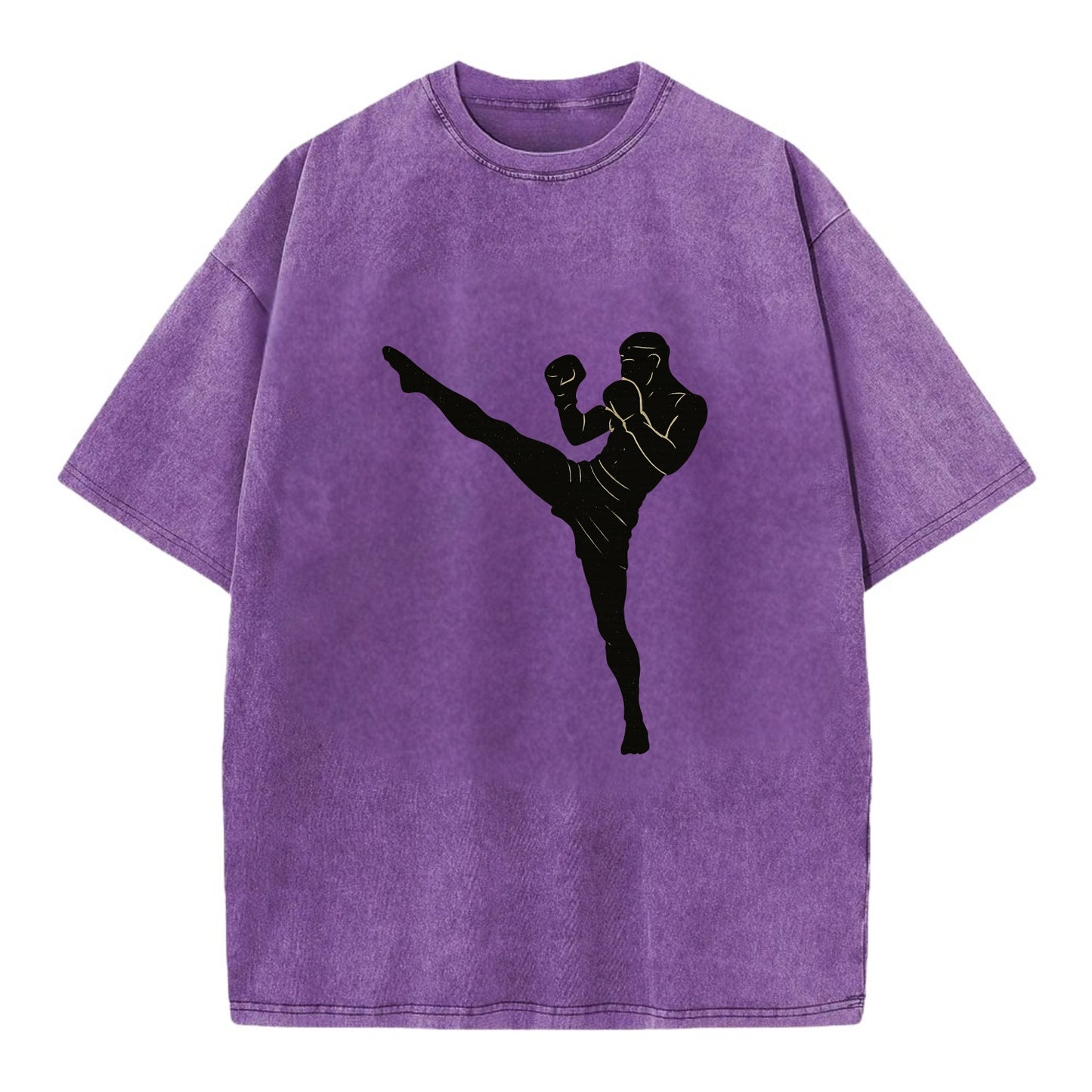 Kickboxer delivering roundhouse kick - Vintage T-shirt - Purple
