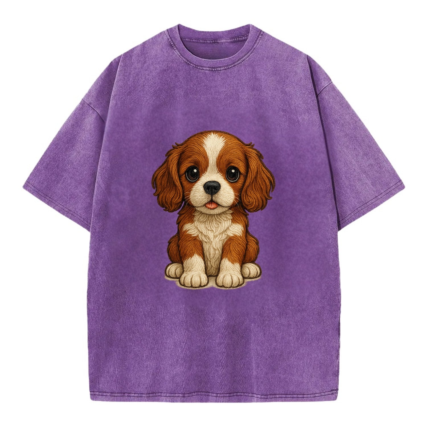 Baby Cavalier King Charles Spaniel Puppy - silky ears, gentle eyes, sweet - Vintage T-shirt - Purple
