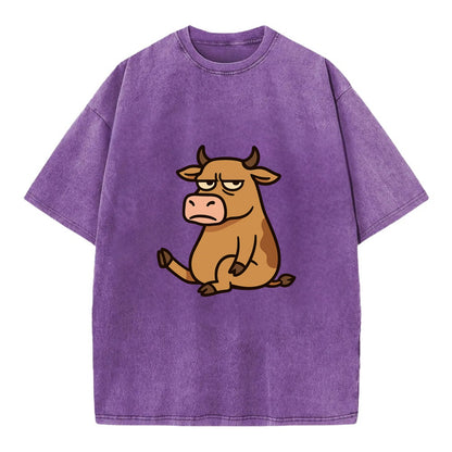 The Cow Judging Silently - Vintage T-shirt - Purple