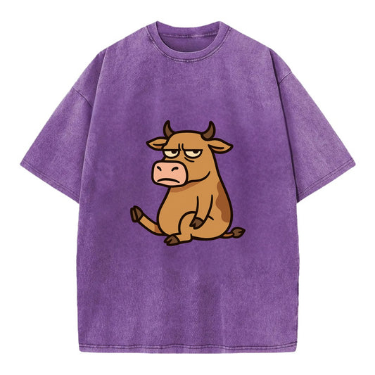 The Cow Judging Silently - Vintage T-shirt - Purple
