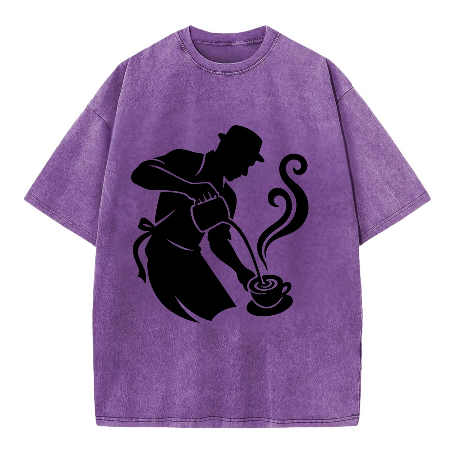 Barista creating latte art - Vintage T-shirt - Purple