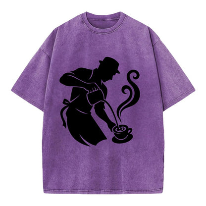 Barista creating latte art - Vintage T-shirt - Purple