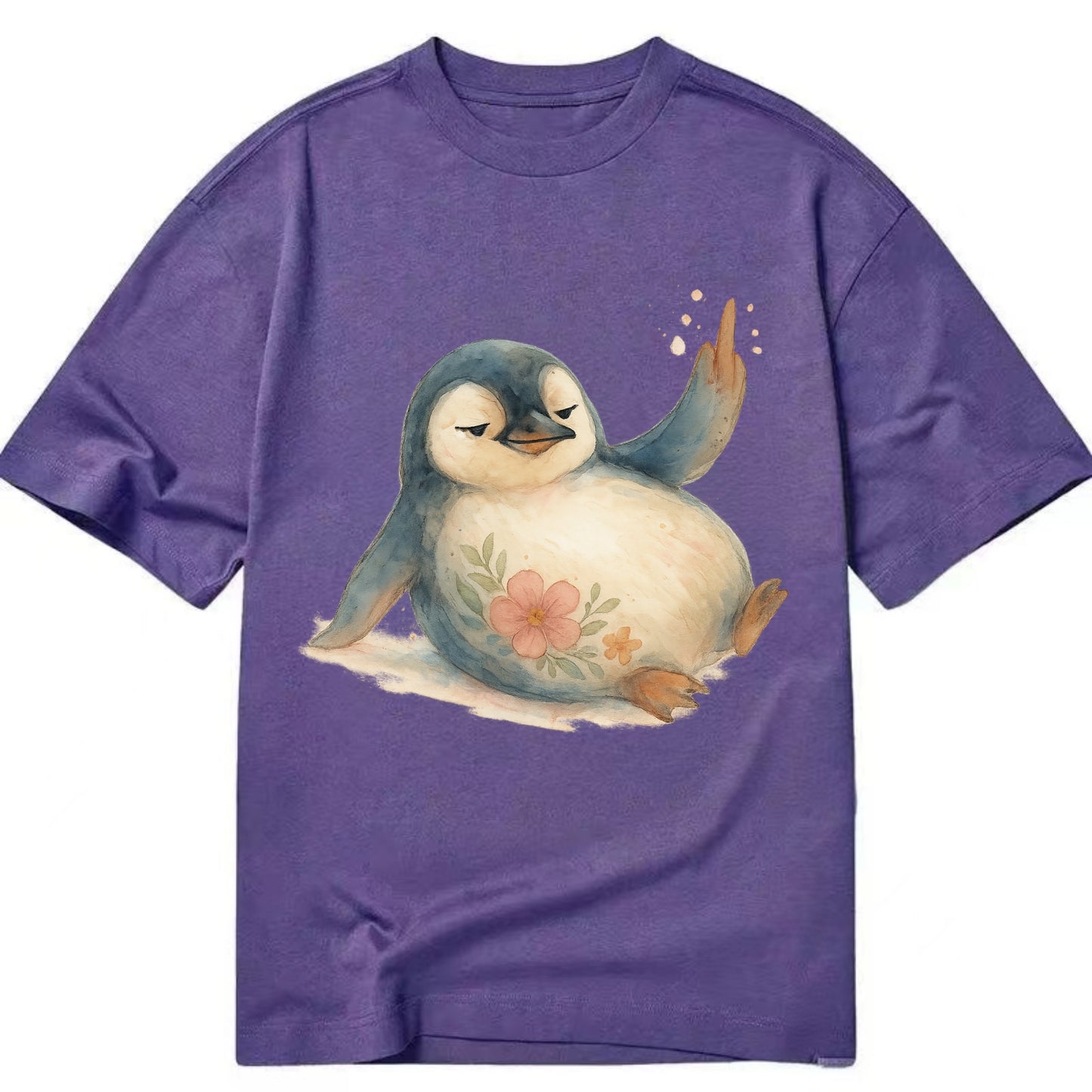 chubby penguin sliding on belly, one flipper up giving attitude - Classic T-shirt - Purple