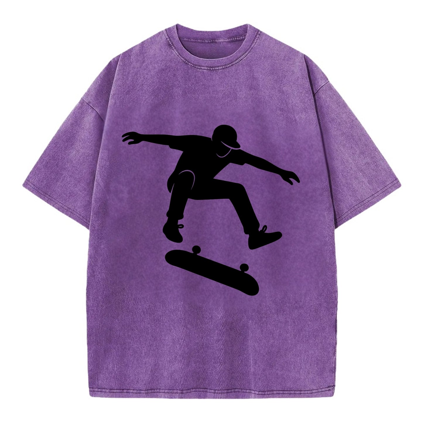 Skateboarder doing kickflip trick - Vintage T-shirt - Purple