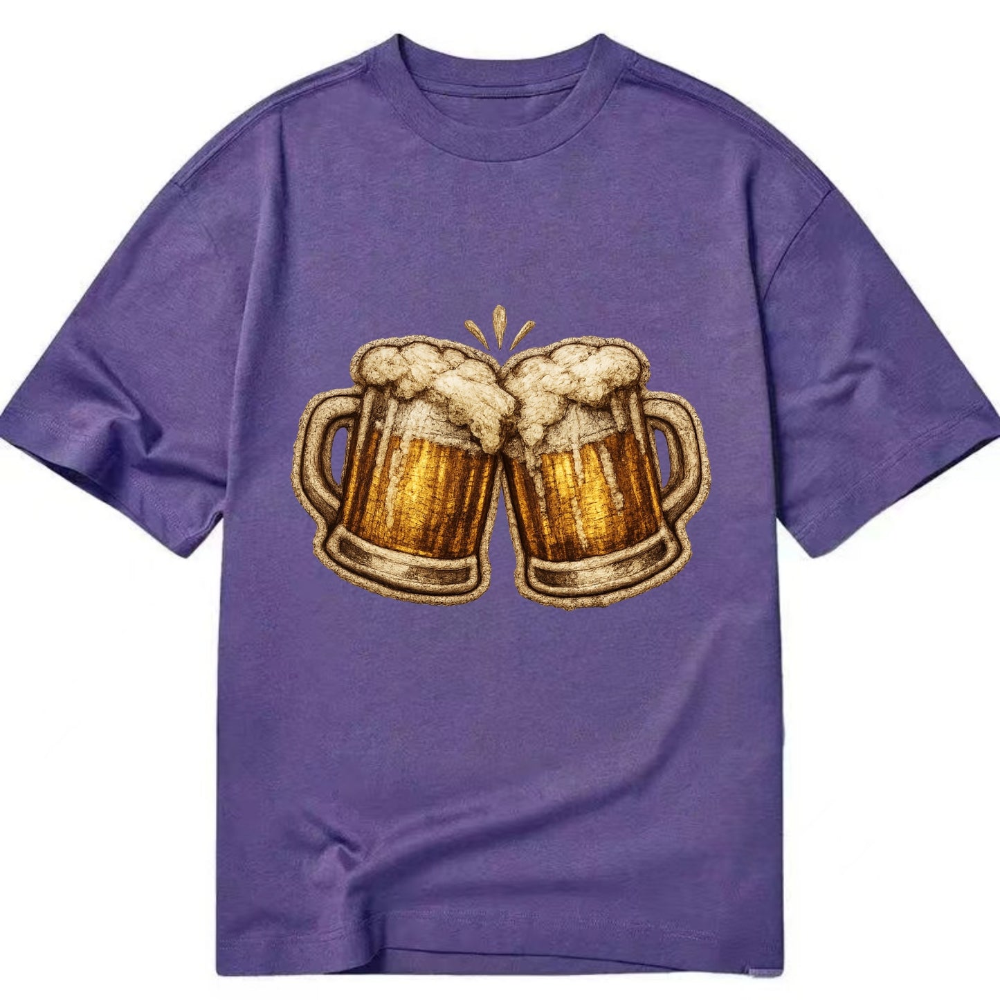BEER MUG CHEERS - frosty beer stein in gold and amber , brewery - Classic T-shirt - Purple