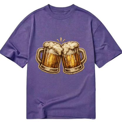 BEER MUG CHEERS - frosty beer stein in gold and amber , brewery - Classic T-shirt - Purple