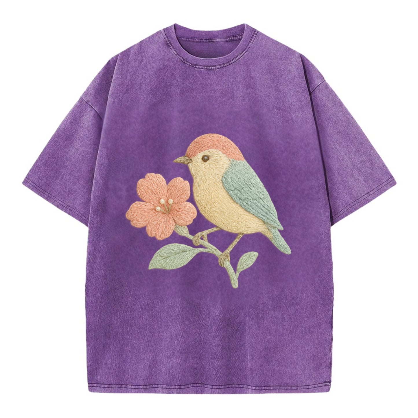 Peach Flowerpecker - Vintage T-shirt - Purple