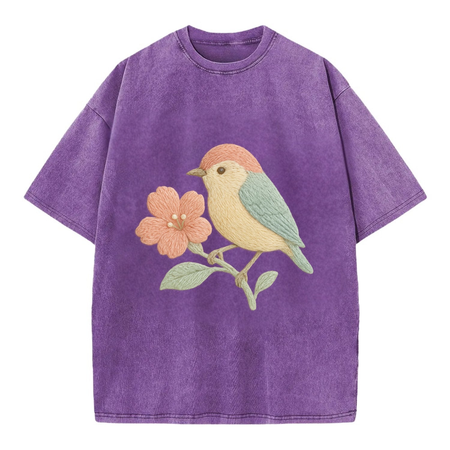 Peach Flowerpecker - Vintage T-shirt - Purple
