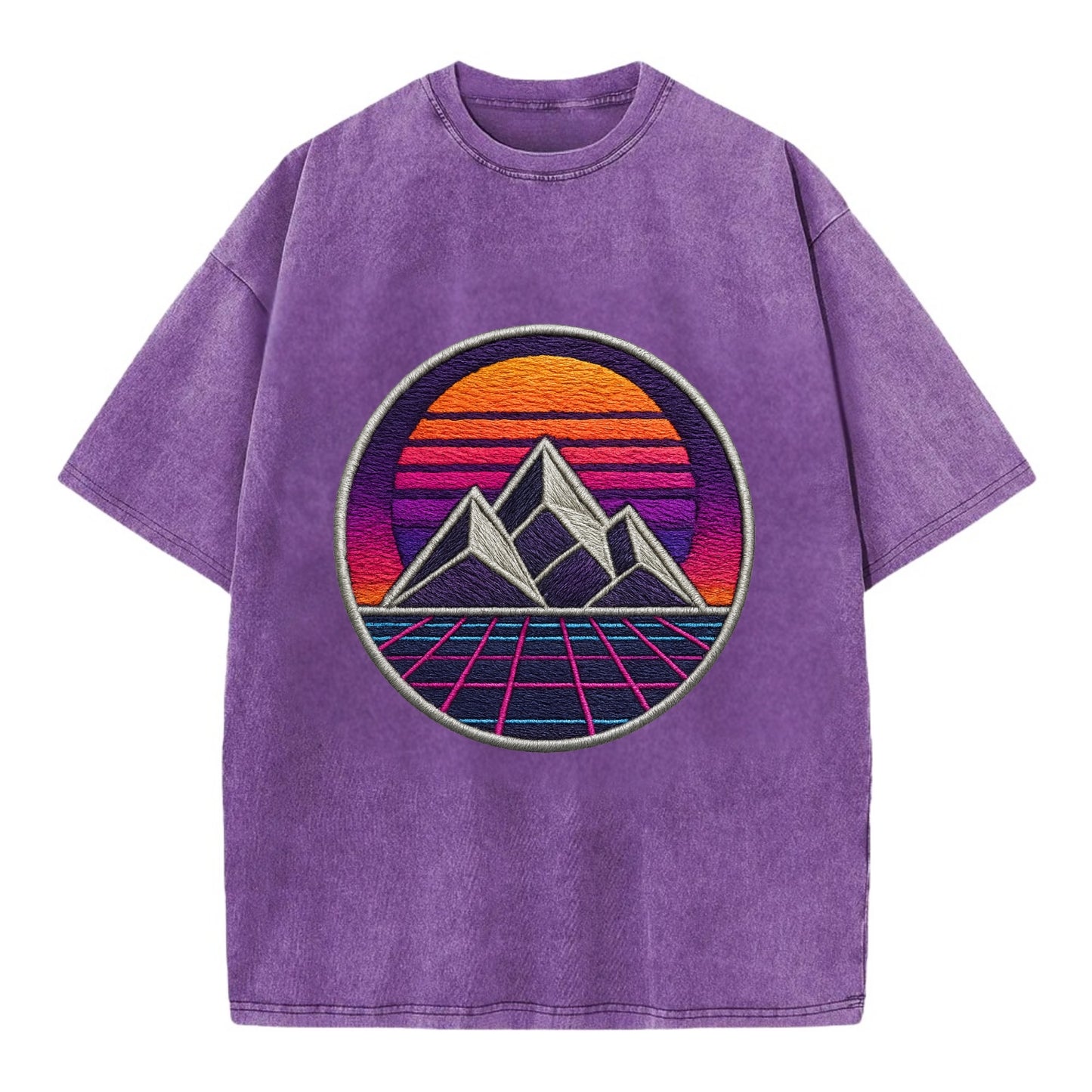 Retrowave Mountains - Vintage T-shirt - Purple
