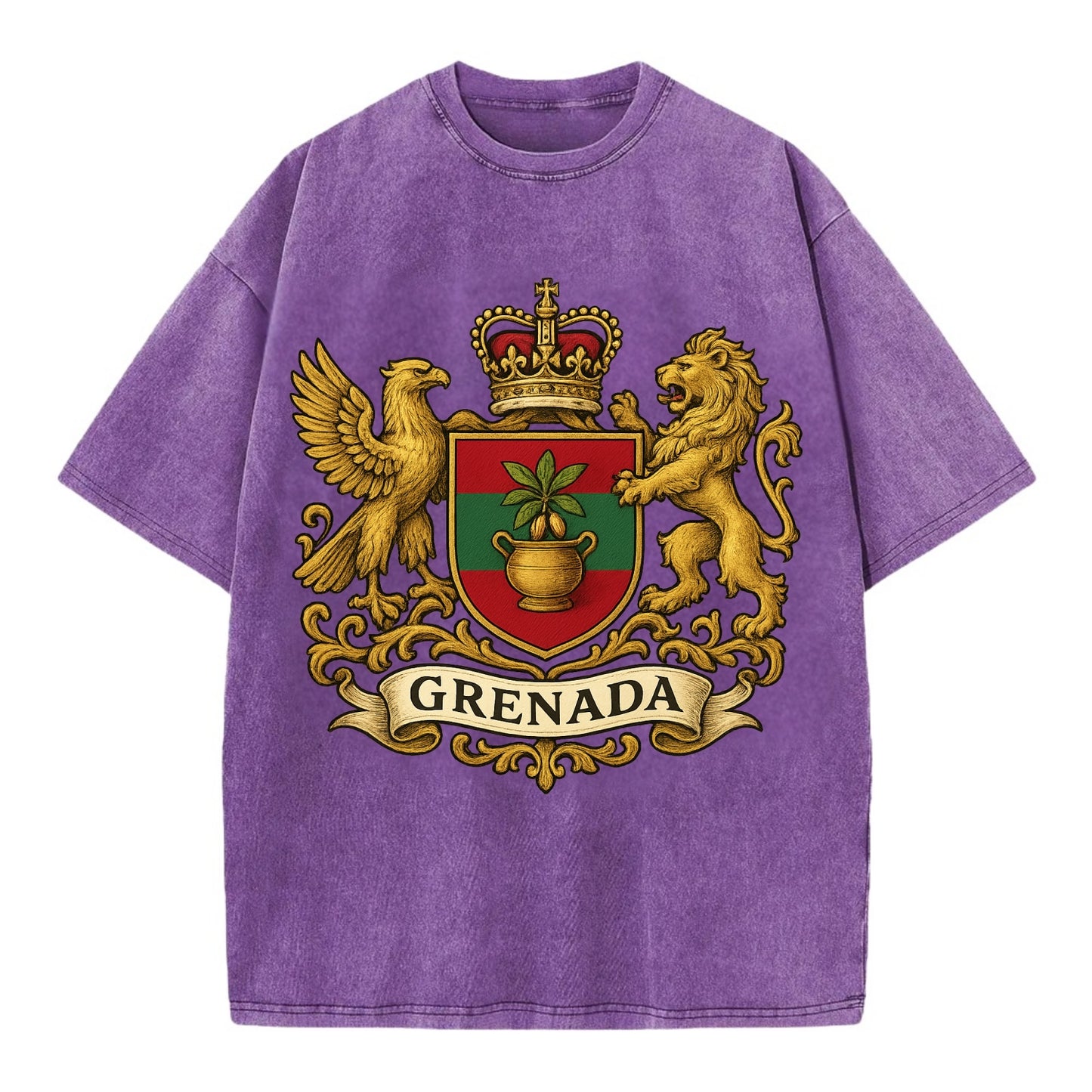 Grenada Heritage Badge  - Vintage T-shirt - Purple
