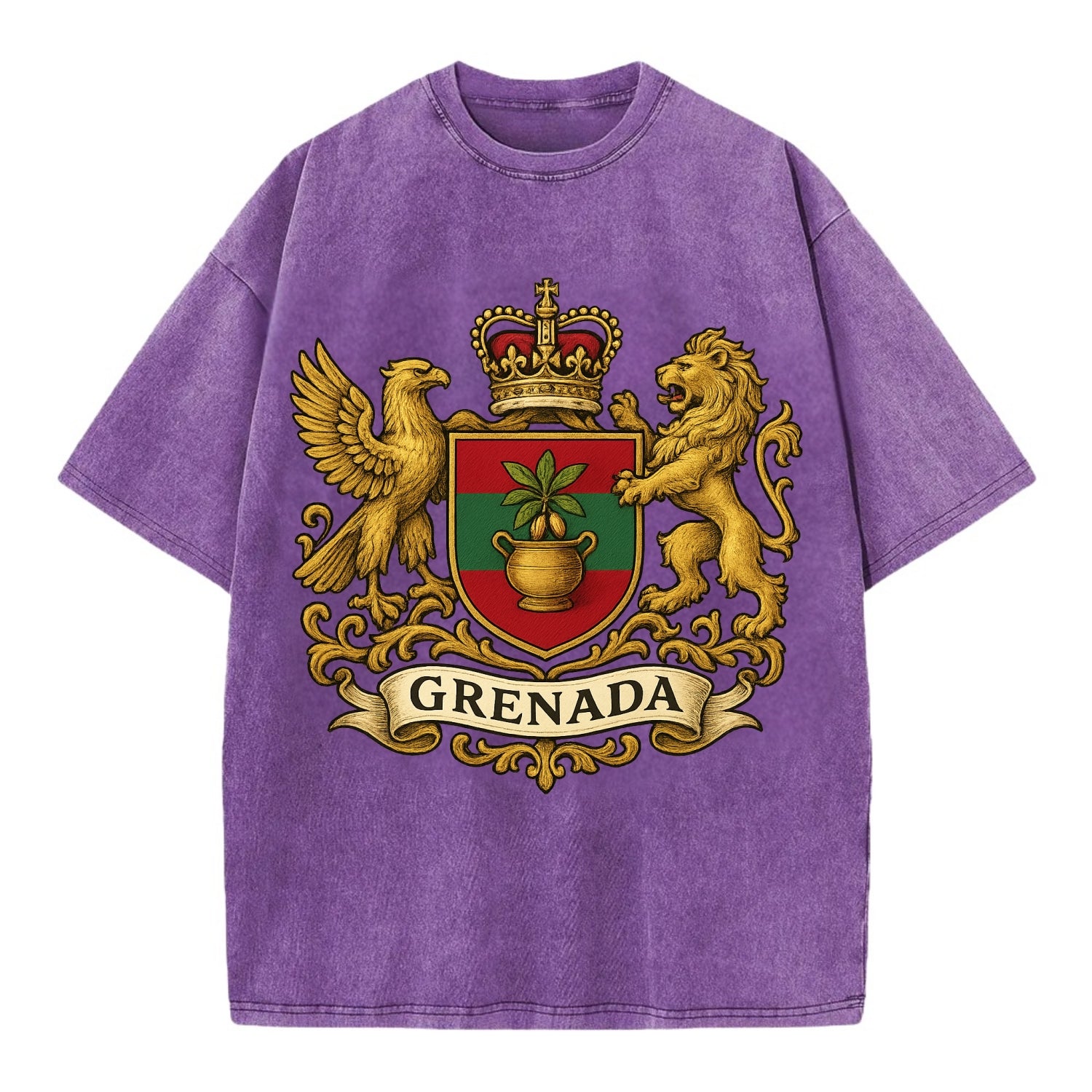 Grenada Heritage Badge  - Vintage T-shirt - Purple