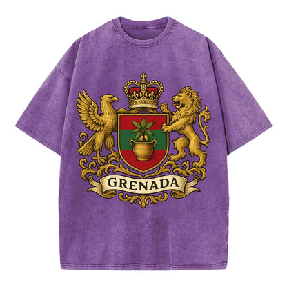 Grenada Heritage Badge  - Vintage T-shirt - Purple