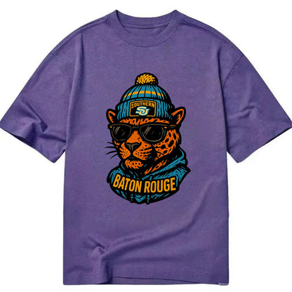 Baton Rouge Jaguar wearing Southern beanie with SU patch - Classic T-shirt - Purple