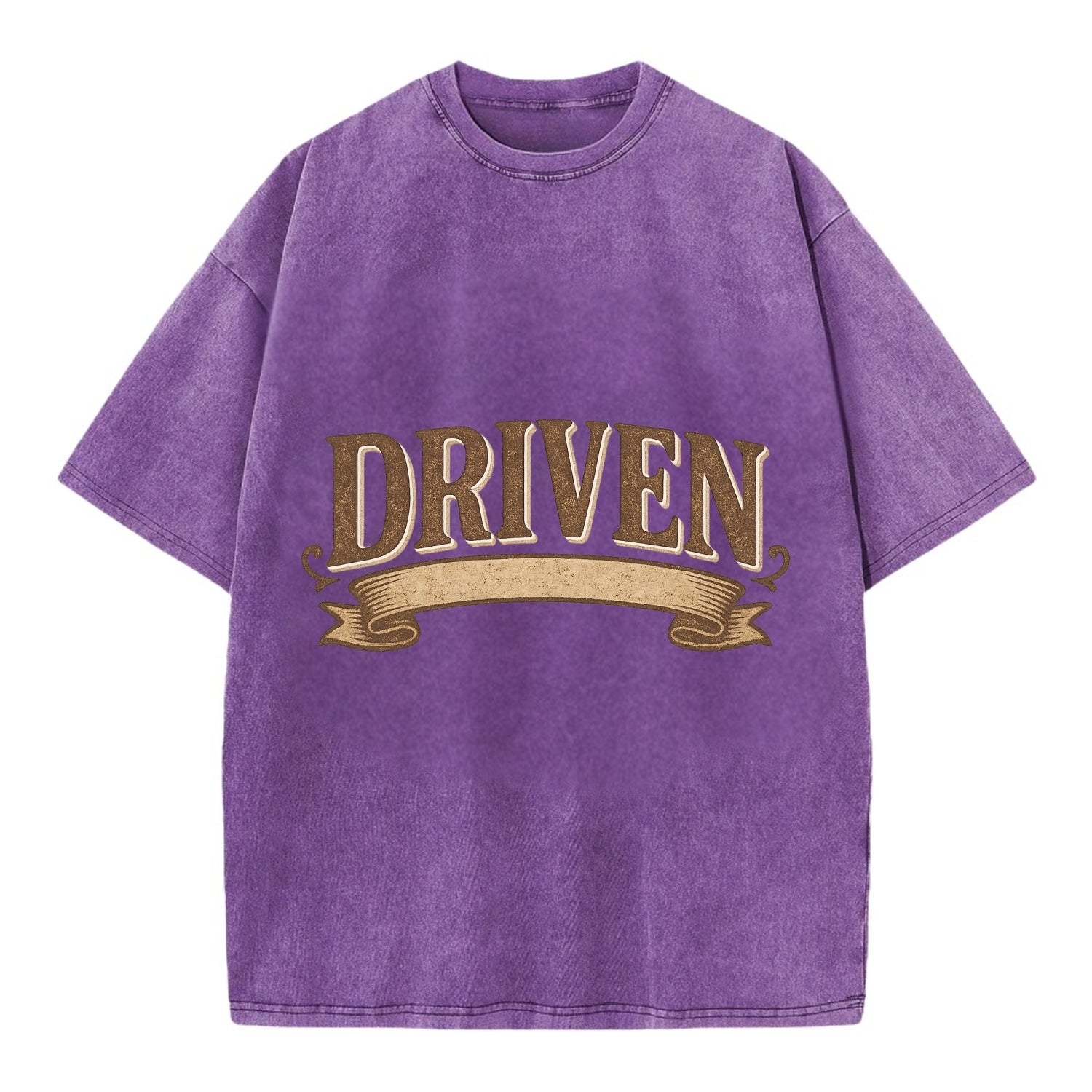 Bold typography design - "DRIVEN" - motivated, focused on goals - Vintage T-shirt - Purple