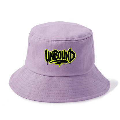 Bold typography design - "UNBOUND" - without limits, free from constraints - Bucket Hat - Purple